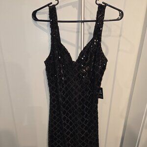 Express Black Sequin Cocktail Short V-Neck Sleeveless Dress